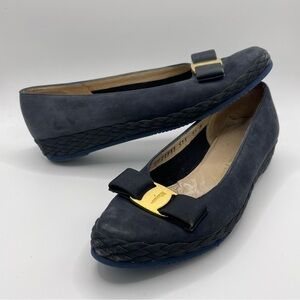 Salvatore Ferragamo | Navy Suede Flats | 5.5